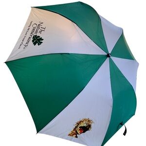 THE NATURE CONSERVANCY Umbrella Green White Striped Colorblock & Emu Image NWOT